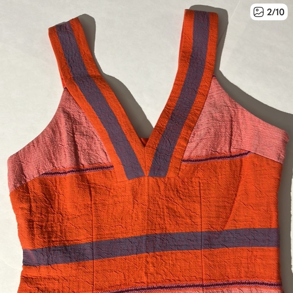 HD in Paris Anthropologie midi dress sz 6 orange cutout back keyhole retro - Picture 2 of 4